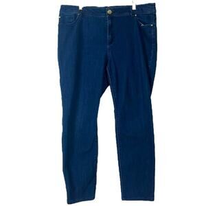 Chico’s Size 3 Jeans Platinum Girlfriend Ankle Dark Wash Mid Rise Women’s 16S